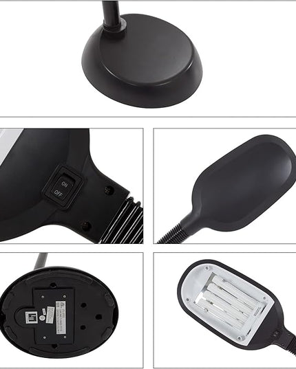 Floor Lamp - Full Spectrum Natural Sunlight Lamp with Bendable Neck - Reading, Craft, Studying, and Esthetician Light by Bedford Home (Black) - LeafyLoom