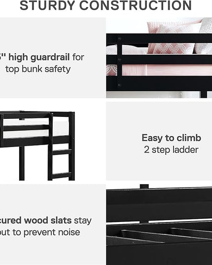 DHP Milton Junior Twin Loft Bed, Black - LeafyLoom