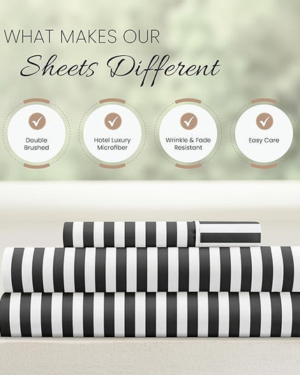Linen Market 3 Piece Twin Bedding Sheet Set (Gray Ribbon) - Sleep Better Than Ever with These Ultra-Soft & Cooling Bed Sheets for Your Twin Size Bed - Deep Pocket Fits 16" Mattress - LeafyLoom