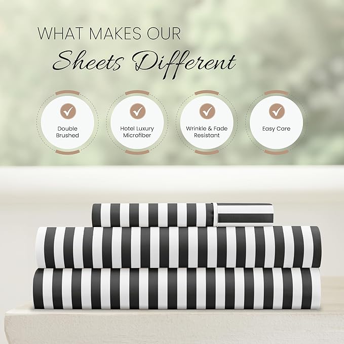 Linen Market 3 Piece Twin Bedding Sheet Set (Gray Ribbon) - Sleep Better Than Ever with These Ultra-Soft & Cooling Bed Sheets for Your Twin Size Bed - Deep Pocket Fits 16" Mattress - LeafyLoom