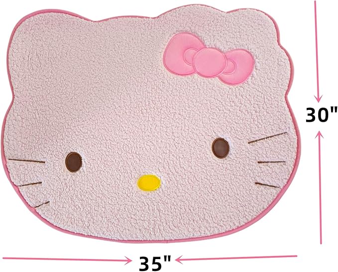 Area Rugs Kawaii Carpet Super Soft Area Rugs Cute Cartoon Kitten Face Pattern Bedroom Mats，Luxury Shaggy High Absorbent and Anti Slip - LeafyLoom