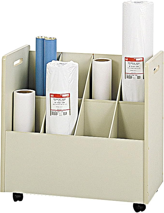 Safco Products 3045 Mobile Roll File, 8 Compartment, Putty - LeafyLoom