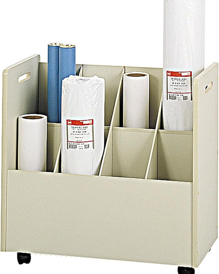 Safco Products 3045 Mobile Roll File, 8 Compartment, Putty - LeafyLoom