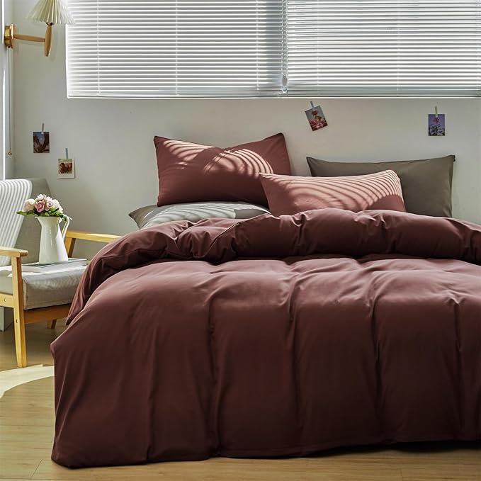 Brick Red Comforter Set Twin Clay Color Bedding Set Women 3 Pieces Solid Color Blanket Set Solid Brick Red Comforter Set Twin Dark Red Comforter Set - LeafyLoom