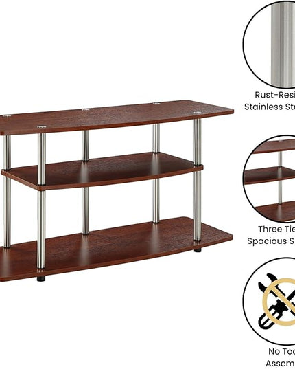 Convenience Concepts Designs2Go 3-Tier Wide TV Stand, 42", Cherry - LeafyLoom