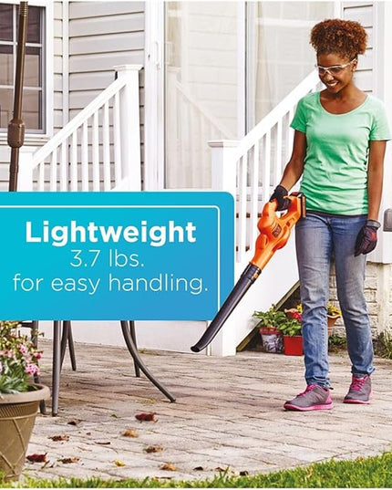 BLACK+DECKER 20V MAX Cordless Leaf Blower, Lawn Sweeper, 130 mph Air Speed, Lightweight Design, Battery and Charger Included (LSW221) - LeafyLoom