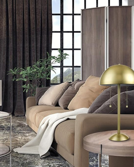 Globe Electric 12976 Haydel 21" 2-Light Table Lamp, Matte Brass, Double On/Off Pull Chain - LeafyLoom