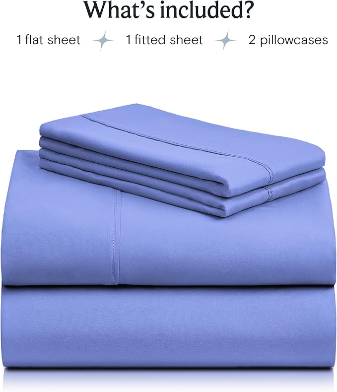 LuxClub Twin XL Sheets - Soft Twin Bed Sheets for-Boys-and-Girls-4 PC Deep Pockets 18" Eco Friendly Wrinkle Free-Kids-Fitted Sheets Machine Washable Hotel Bedding Silky Soft - Violet Blue Twin XL - LeafyLoom