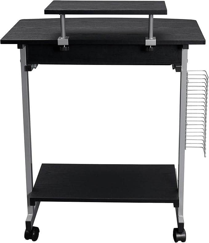 Techni Mobili Compact Computer Cart with Storage, Espresso - LeafyLoom