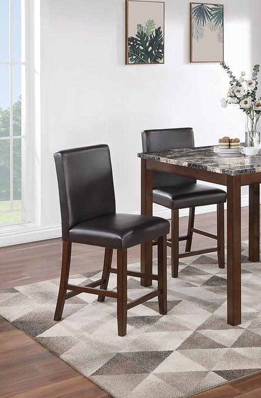 NicBex 5 Piece Dining Table Set Kitchen Table with Bench 5pc Counter Height Dining Set Kitchen Dinette Faux Marble Top Table and 4X High Chairs Faux Leather Cushions Seats, Espresso - LeafyLoom