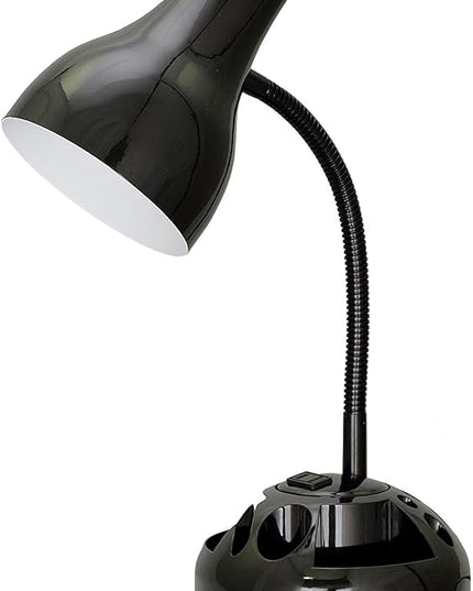 Aspen Creative 40041, 1-Light High Organizer Desk Lamp with Metal Lamp Shade and Rotary Switch, Modern Design in Black, 19" High - LeafyLoom