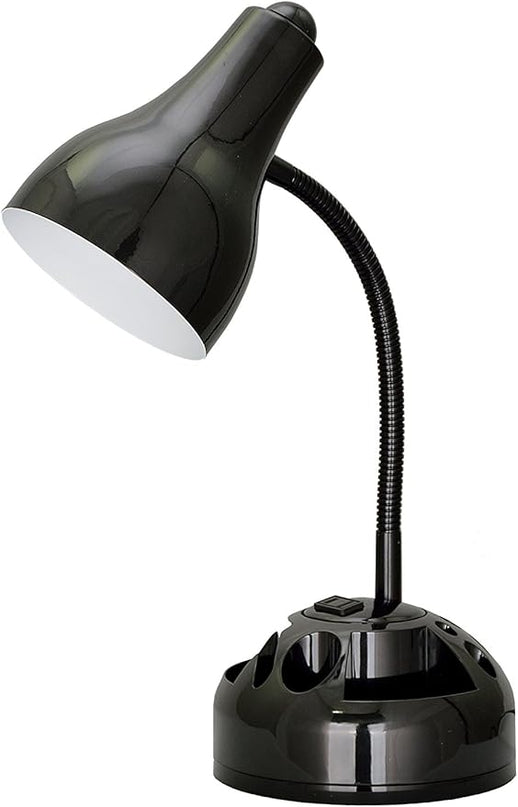 Aspen Creative 40041, 1-Light High Organizer Desk Lamp with Metal Lamp Shade and Rotary Switch, Modern Design in Black, 19" High - LeafyLoom