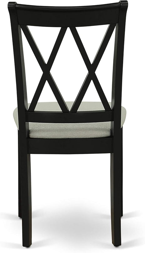 East West Furniture NOCL5-BLK-C 5 Piece Dining Table Set for 4 Includes a Rectangle Kitchen Table with Butterfly Leaf and 4 Linen Fabric Kitchen Dining Chairs, 32x54 Inch, Black - LeafyLoom