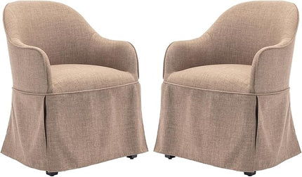 COLAMY Modern Accent Dining Chair Set of 2, Barrel Accent Armchair, 20 Inch Dining Chair with Cover, Chair with Back for Kitchen,Dining Room,Camel - LeafyLoom