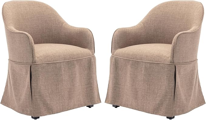 COLAMY Modern Accent Dining Chair Set of 2, Barrel Accent Armchair, 20 Inch Dining Chair with Cover, Chair with Back for Kitchen,Dining Room,Camel - LeafyLoom