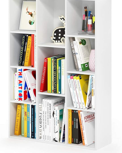 Furinno Luder Bookcase / Book / Storage , 11-Cube, White - LeafyLoom
