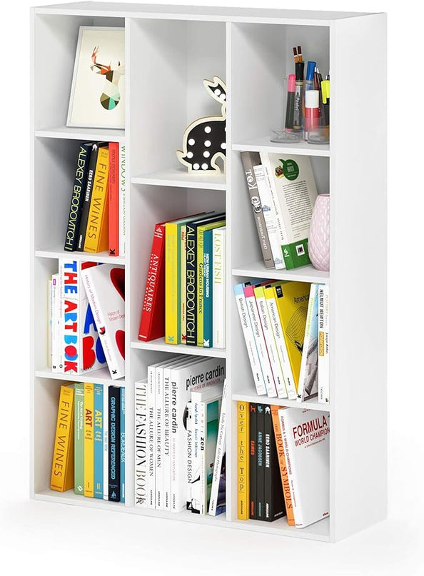 Furinno Luder Bookcase / Book / Storage , 11-Cube, White - LeafyLoom