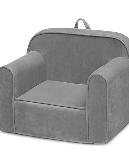 Delta Children Cozee Chair for Kids for Ages 18 Months and Up, Grey Mink Velvet - LeafyLoom