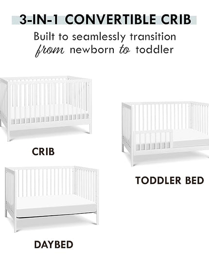 DaVinci Birdie 3-in-1 Convertible Crib, White, Easy Assemble, Greenguard Gold Certified - LeafyLoom