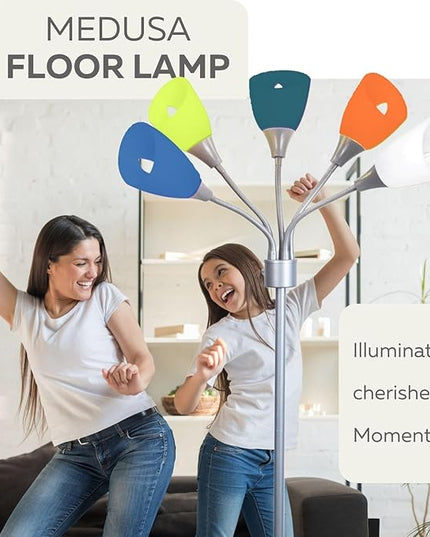 Modern Floor Lamp For Bedroom - Medusa Adjustable Floor Lamp Standing Lamp Bedroom Light With 5 Multi-colored Acrylic Reading Shades Stand Up Lamp Gooseneck Lamp Classroom Lamp Kids Floor Lamp - LeafyLoom