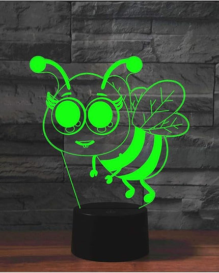 Hardworking Bee Kids Night Lights Bedroom Decor Lamp 7 Colors Change 3D Night Light Kids Optical Illusion Lamps Kids Lamp As a Gift Ideas for Students - LeafyLoom