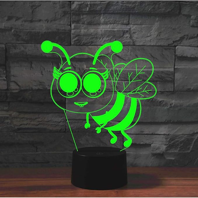 Hardworking Bee Kids Night Lights Bedroom Decor Lamp 7 Colors Change 3D Night Light Kids Optical Illusion Lamps Kids Lamp As a Gift Ideas for Students - LeafyLoom
