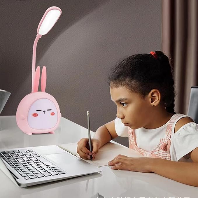 Mini Bunny Night Light, Portable LED Table Light, Cute Rabbit Foldable USB Rechargeable Reading Light Bedroom Children's Bedside Study (Green Rabbit) - LeafyLoom