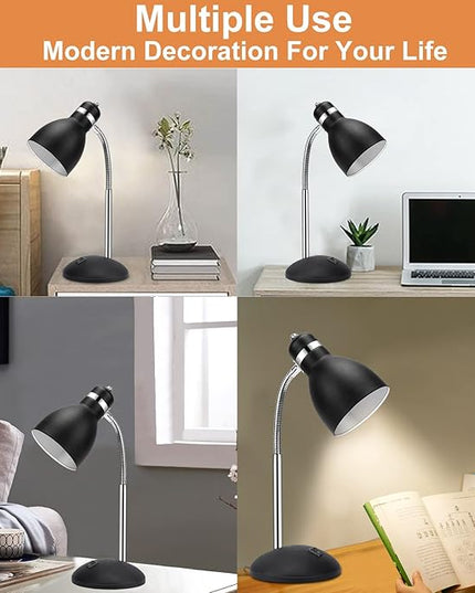 Table Lamp, Small Desk Lamp with Flexible Gooseneck, Adjustable Study Lamp with ON/Off Switch, Nightstand Lamp for Dorm Room, Bedroom, Classroom, College - LeafyLoom