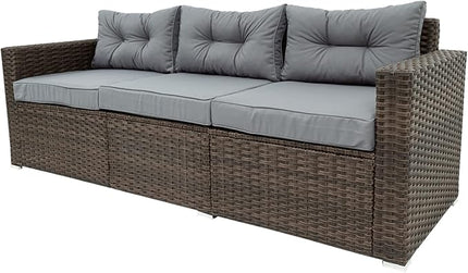 6-Piece Outdoor Rattan Patio Furniture Set, Wicker Sectional Sofa with Removeable Cushions and Tempered Glass Table Top, Conversation Couch for Garden Yark Lawn Backyard, Onesize, Brown - LeafyLoom