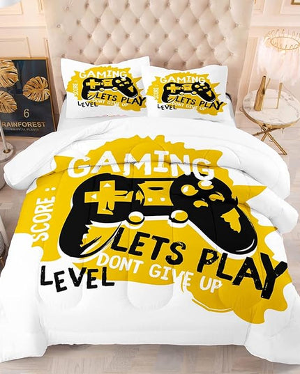 Gaming Comforter for Boys Teen Game Contoller Bedding Set for Kids Lightweight Alternative Quilt for All Season Gamer Home Decor for Kids Bedding - LeafyLoom