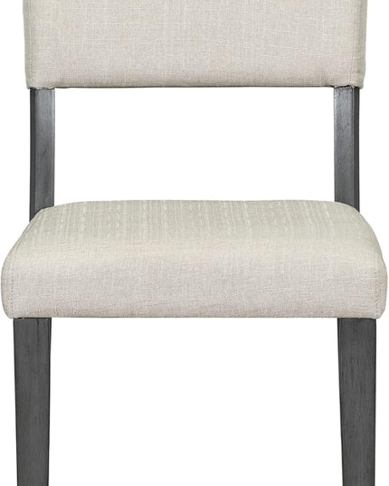 5-Piece Retro Round Dining Table Set with Curved Trestle Style Legs and 4 Upholstered Chairs for Kitchen, Breakfast Nook, Living Room, 44-inch, Dark Gray, 44" L x 44" W x 30.2" H - LeafyLoom