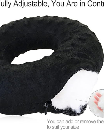 Piercing Pillow Ear Pillows Donut with Hole for Ear Pain CNH, Pain Relief Sleeping, Pressure Sore, Side Sleepers, Headphones Minky Dot Black - LeafyLoom