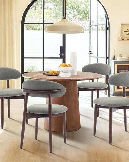COLAMY Wooden Dining Chairs Set of 6, Modern Fabric Upholstered Kitchen Side Chairs, Farmhouse Dining Room Chair with Foot Pegs, Green - LeafyLoom