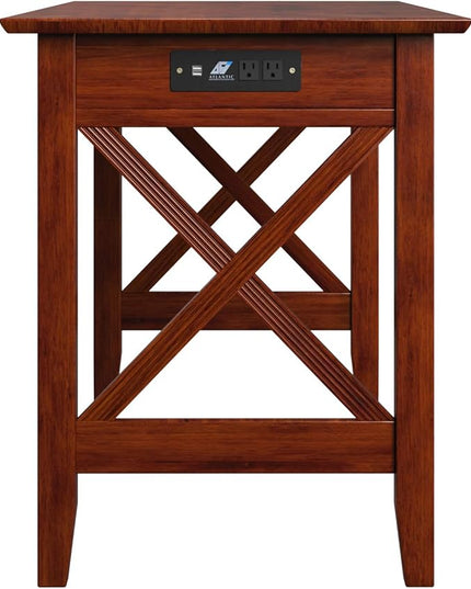 AFI 48" Solid Wood Writing Desk - Sturdy X Design - Home Office Desk with Drawer, Laptop Computer Work Study Table with USB Charger Walnut - LeafyLoom