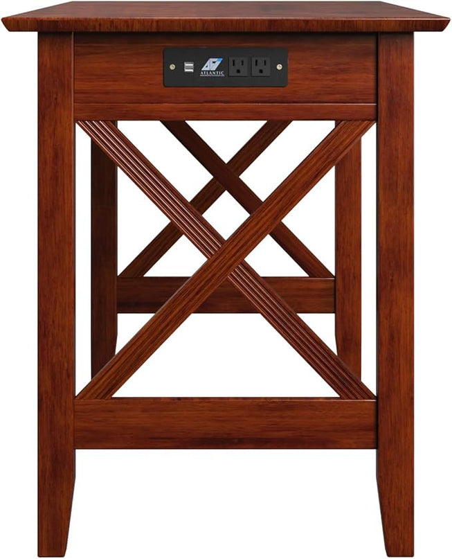 AFI 48" Solid Wood Writing Desk - Sturdy X Design - Home Office Desk with Drawer, Laptop Computer Work Study Table with USB Charger Walnut - LeafyLoom