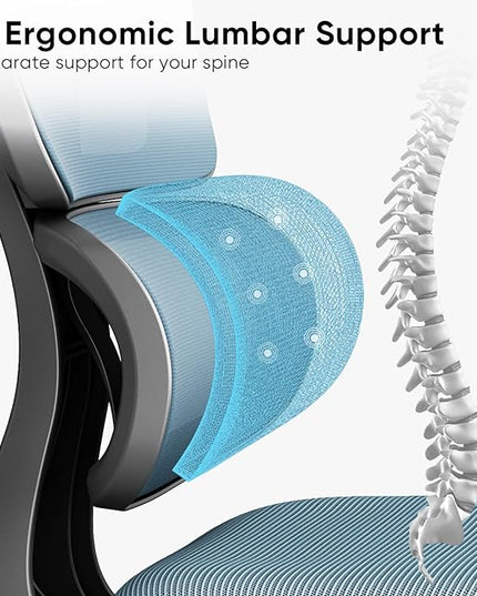 Sytas Office Chair Ergonomic Desk Chair, High Back Computer Chair, Comfy Home Office Chair with Lumbar Support, Breathable Mesh Chair Adjustable Armrests,Tilt Function - LeafyLoom