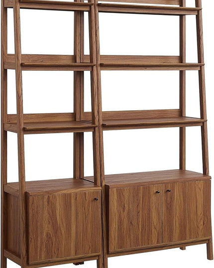 Modway Bookshelf Display Cases in Walnut - Set of 2 - LeafyLoom