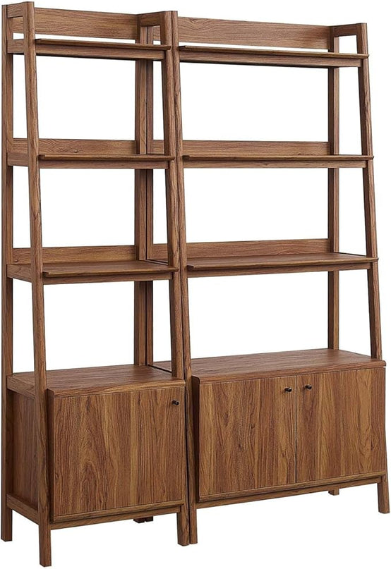 Modway Bookshelf Display Cases in Walnut - Set of 2 - LeafyLoom