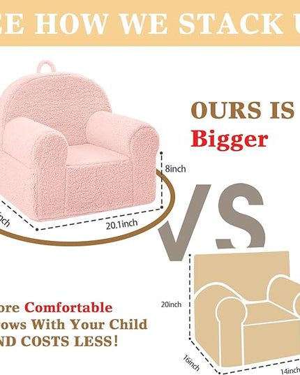 Kids Chair Toddler Chair Sherpa Couch Sherpa Kids Bean Bag Chair,Cuddly Toddler Chairs Comfy Plush Chair Toddler Couch Reading Chair for Kids Fuzzy Baby Chair Pink - LeafyLoom
