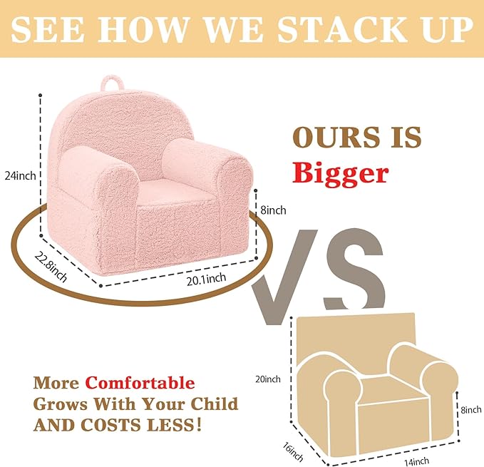 Kids Chair Toddler Chair Sherpa Couch Sherpa Kids Bean Bag Chair,Cuddly Toddler Chairs Comfy Plush Chair Toddler Couch Reading Chair for Kids Fuzzy Baby Chair Pink - LeafyLoom