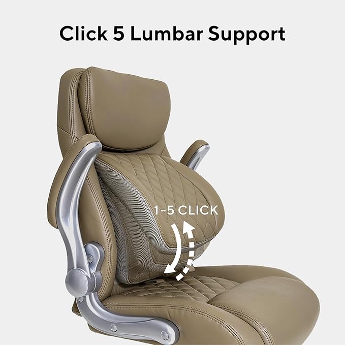 Nouhaus Ergonomic Office Chair Premium Microfiber Leather Adjustable Lumbar Support, Home Desk Gaming Chairs Executive Computer Chair with Adjustable Armrests (Posture,Taupe) - LeafyLoom