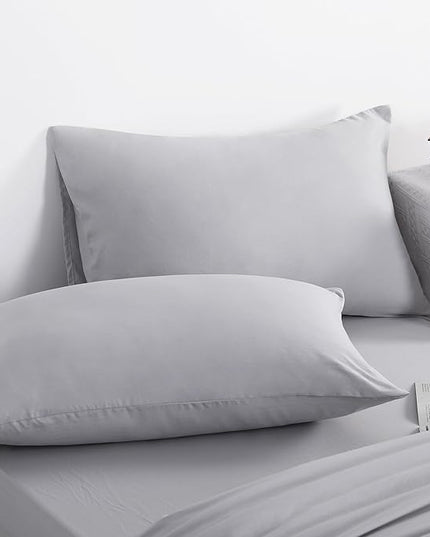 NTBAY Twin Comforter Set with Sheets, 5 Pieces Soft and Breathable Twin Bedding Set, Twin Bed in a Bag, Down Alternative Comforter Set Solid Color All Season, Kids Bedding Set, Light Grey - LeafyLoom