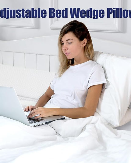 HOMBYS Pillow Wedge for Headboard Gap,Mattress Wedge Gap Filler Full Size,Bed Crack Pillow,Foam Bed Gap Filler,Multifuctional Headboard Space Filler with Side Pocket,Fill The Gap (0-7") - LeafyLoom