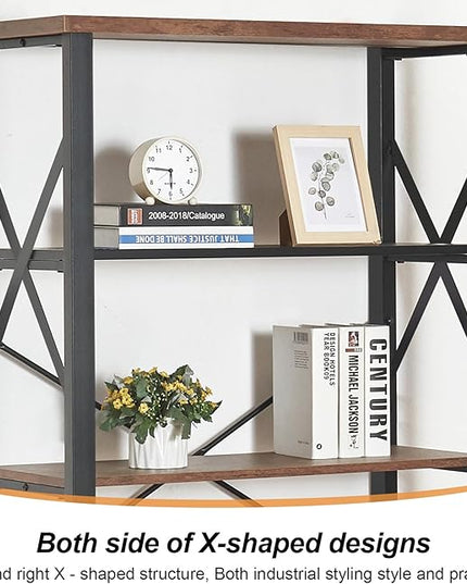 HOMBAZAAR Bookshelf, 6-Tier Industrial Bookshelf, Etagere Bookcases and Bookshelves, Tall Bookshelf Storage Organizer, Freestanding Bookshelf for Living Room, Bedroom and Home Office, Brown - LeafyLoom