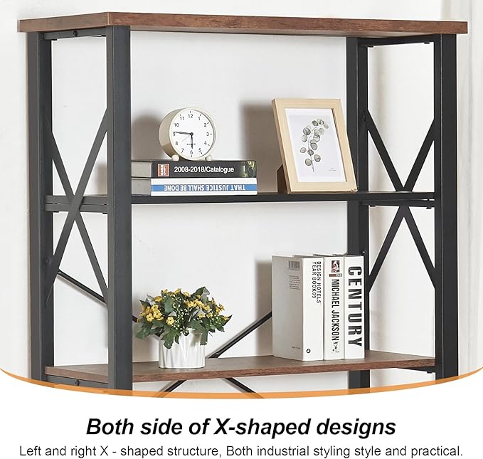 HOMBAZAAR Bookshelf, 6-Tier Industrial Bookshelf, Etagere Bookcases and Bookshelves, Tall Bookshelf Storage Organizer, Freestanding Bookshelf for Living Room, Bedroom and Home Office, Brown - LeafyLoom