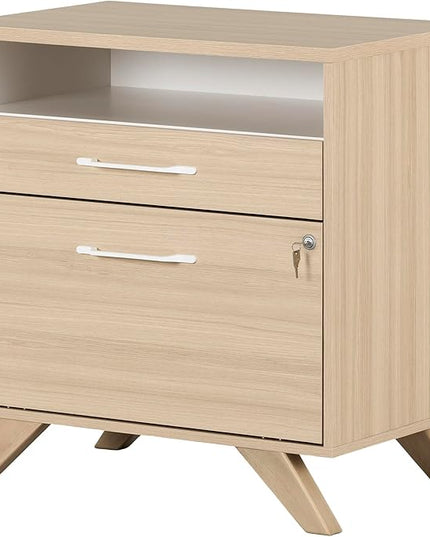 South Shore Helsy 2-Drawer File Cabinet, Lateral, Soft Elm and White - LeafyLoom