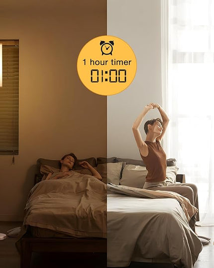 Ambimall 64'' Floor Lamps for Living Room with Remote Control and Stepless Dimmable Colors Temperature & Brightness, 9W Bulb Included(White Lampshade & Brown Pole) - LeafyLoom