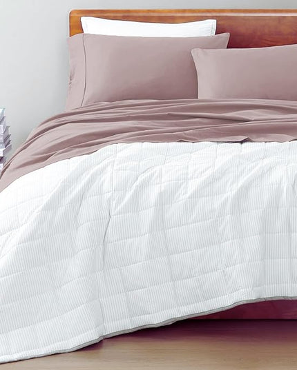 LANE LINEN Queen Size Sheets Set, 100% Organic Cotton Sheet Set, 4 Pc Queen Sheets, Percale Weave, Breathable Cooling Sheets, Hotel Quality Queen Size Deep Pocket Sheet Sets, Oeko-Tex Sheets - Lilac - LeafyLoom