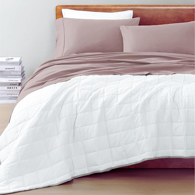 LANE LINEN RV Queen Size Sheets Set, 100% Organic Cotton Sheet Set, 4 Pc Short Queen Sheets, Percale Weave, Breathable Cooling Sheets, RV Queen Size Deep Pocket Sheet Sets, Oeko-Tex Sheets - Lilac - LeafyLoom