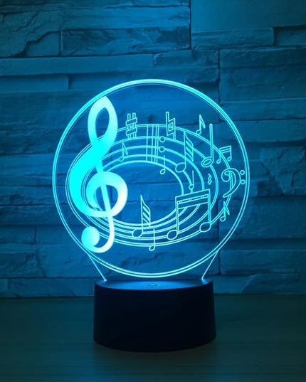 Music Note Shaped 3D Optical Illusion Lamp 7 Colors Change Timing Remote Control and Touch Button LED Table Desk Lamp for Home Bedroom Decoration - LeafyLoom